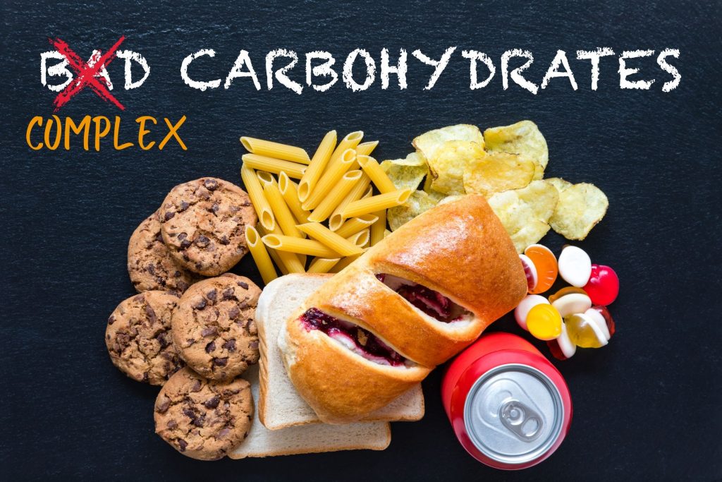 bad carbs complex carbs lots of carbs and startch bread cookies snacks etc.